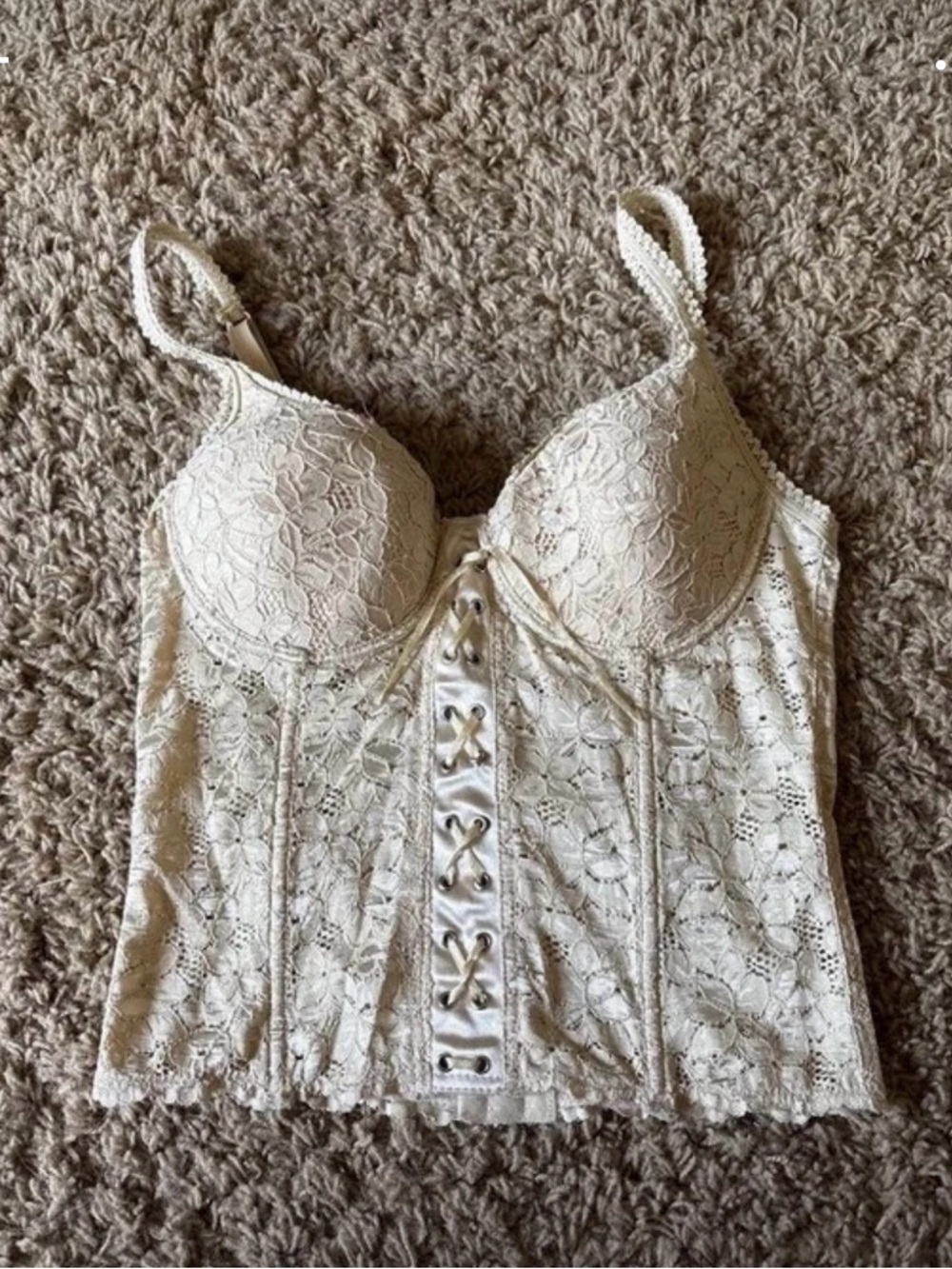 vintage oh yes champagne corset top